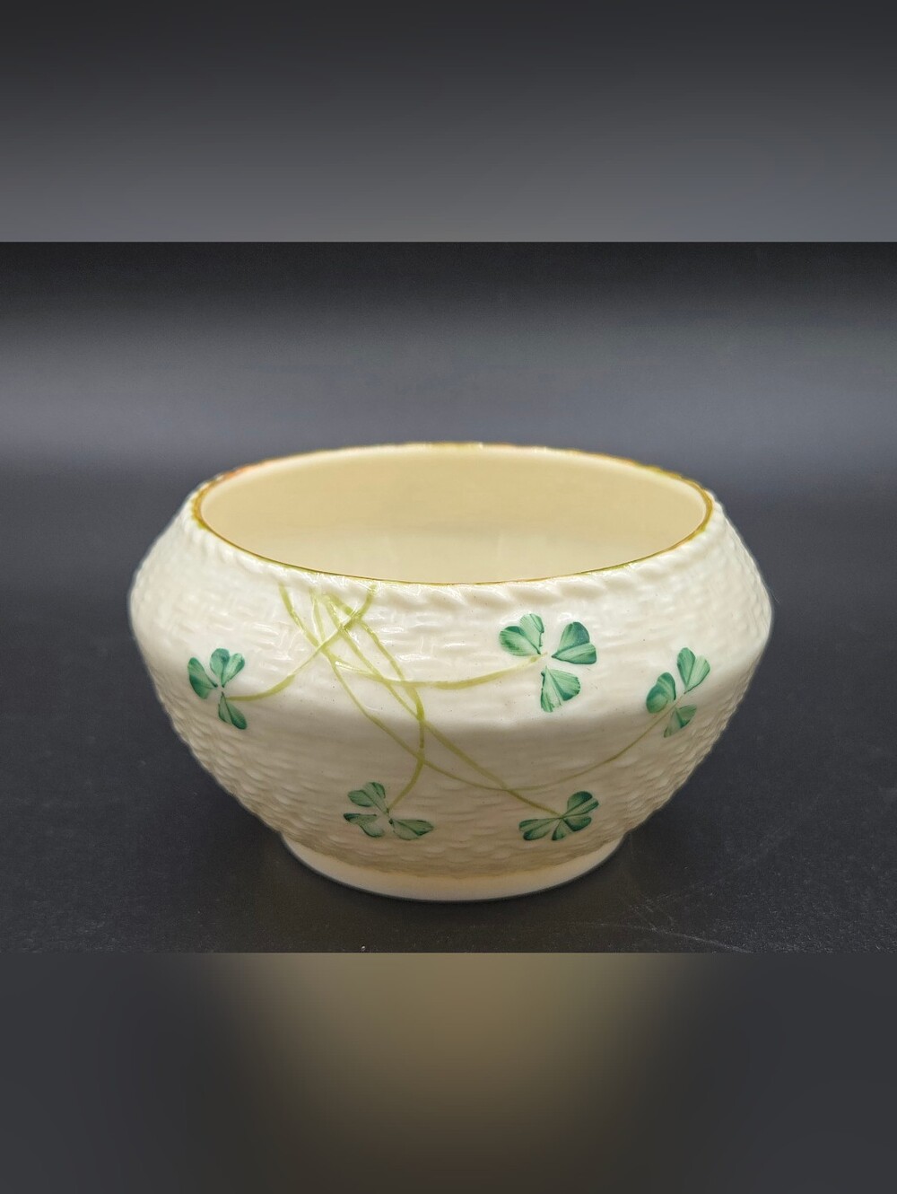 Vintage Belleek Ireland Shamrock Sugar Bowl